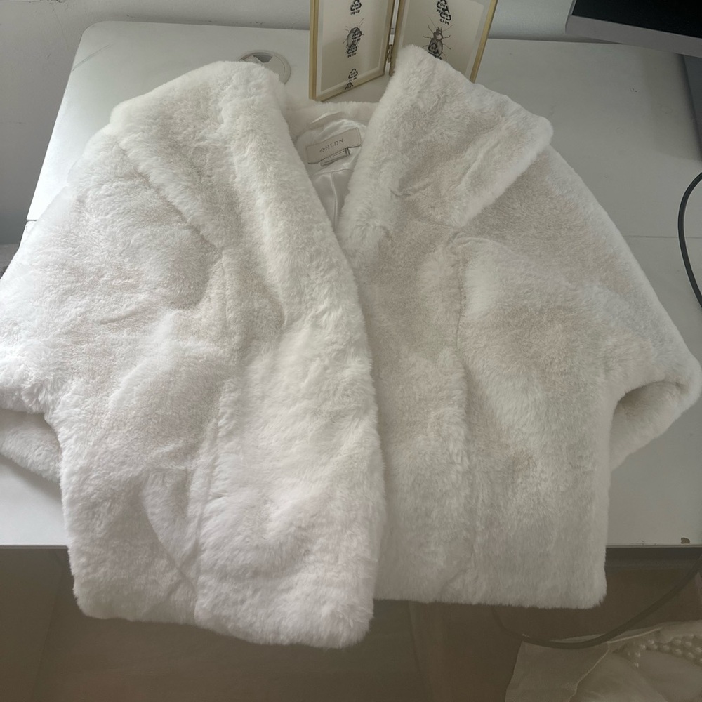 BHLDN White Faux Fur Cape